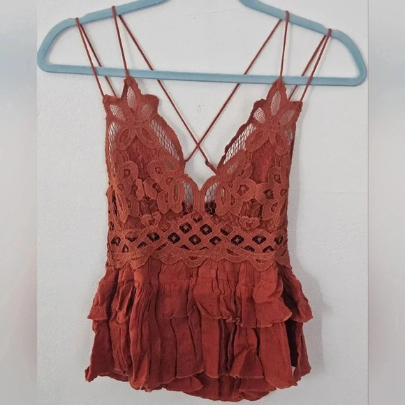 Free people adella cami burnt orange rust winding roads size xs NWT - Picture 1 of 5
